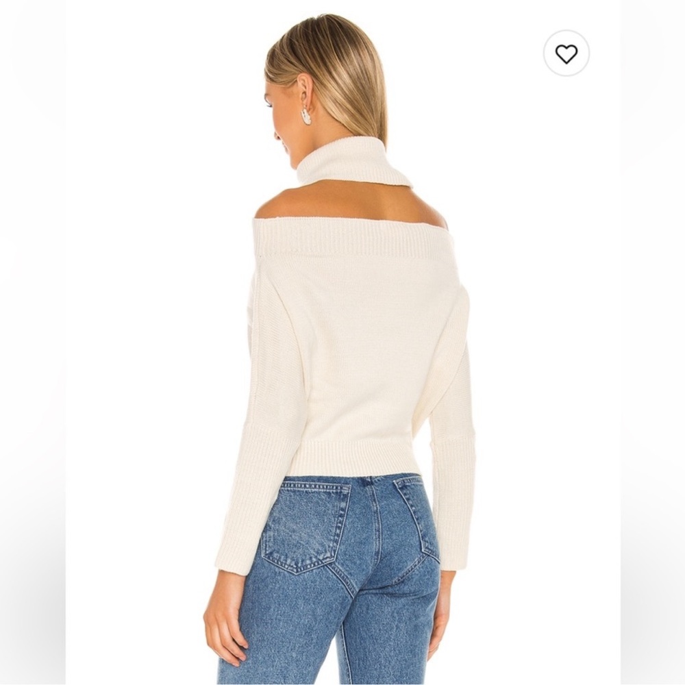 Lovers and Friends Anisa Turtleneck in Cream Sweater Shoulders Cut Out XS